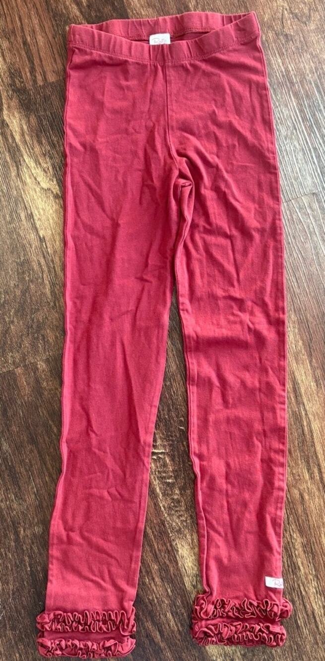 Girls RuffleButts Maroon Cotton Stretch Leggings Size 8